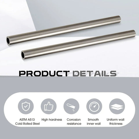 Two Pack 3/4 Inch Outer Diameter 0.51 Inch Inner Diameter 0.12 Inch Wall 12 Inch Length Cold Rolled Steel Tubing displayed on a white background