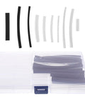 DIY Shoe Lace Repair Kit With 78 Reusable Plastic End Caps And Heat Shrink Tips To Fix Snaggy Sneakers And Formal Laces Anytime Without Buying New Ones For A Fresh Look, clear and black tips in plastic case