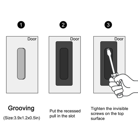 Installation guide for Recessed Finger Flush Pulls For Cabinets And Doors - 4.72 Inch Black Stainless Steel Brushed Rectangular Door Pull Hardware