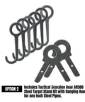 Tactical Scorpion Gear AR500 steel target stand kit with hanging hooks, option 2, for one-inch steel pipes setup.