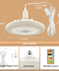Plug In Ceiling Fan With Light 19.68Ft Long Cord Remote Control 110V E26 Socket 30W Small Ceiling Fan Light components