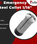 Rugged Shop Favorite 5C Emergency Tool Steel Collet 1/16 Inch shown from the side, featuring accuracy ground alloy steel design.
