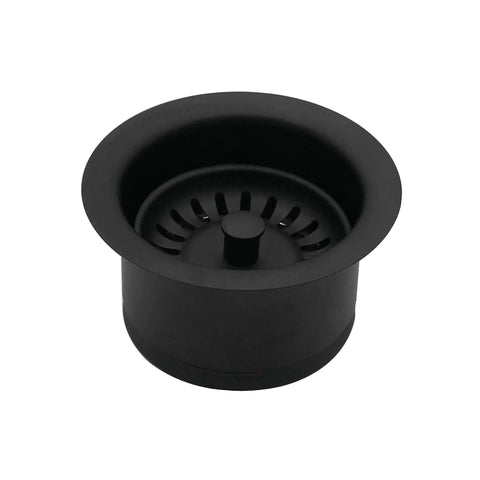 Combo Pack Built Tough Post Style Kitchen Sink Basket Strainer With Extra Deep Collar Waste Disposal Flange And Stopper, matte black.