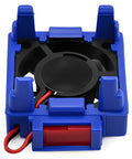 Blue Traxxas Compatible RC ESC Cooling Fan And Heat Sink With 28000 RPM Airflow, top view