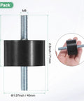 Beefy 4 Pack D40mm X H25mm Rubber Mounts Vibration Isolators With M8 X 23mm Double Studs Cylindrical Shock Absorbers For Air Compressors Cars Boats Pumps Motors Gym Gear Home Garage, 40mm x 25mm