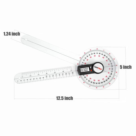 12 Inch Digital Goniometer For Joint Range Of Motion Measurement With Color Coded Buttons And Quick Zero Reset A Real Time Saver For Rehab Pros And Physical Therapy ROM Tracking, 12.5 inch view