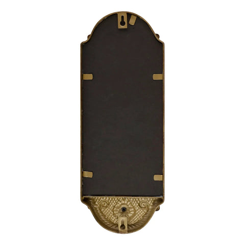 Back view of Vintage Gold Wall Mounted Candle Sconce With Mirrored Backplate And Floral 3D Woven Texture showing sturdy metal design.