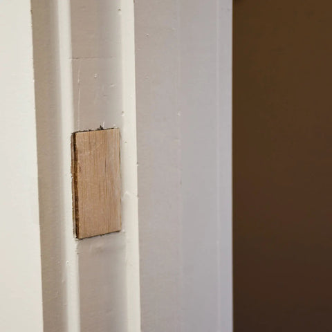 Installed Door Hinge Filler Plates 3.5 Inch Wood, 8 Pack, Paintable and Stainable, Lightweight DIY Gap Covers on Door Frame