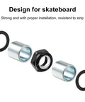 Skateboard Truck Hardware Kit With 8 Spacers 8 Axle Nuts And 40 Speed Rings For Skateboard And Longboard components, including spacers and nut.