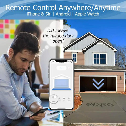 Smart Garage Door Opener With Universal WiFi Remote Compatible With Alexa, Google Home, iPhone, Siri, And Android, Includes Door Left Open Alerts And Security System Integration, Updated Model For Easy Phone Control
