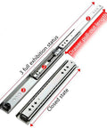 Heavy Duty Ball Bearing Drawer Slides 14 Inch Full Extension Side Mount Glides Handles 265 Lbs Loads Works Like A Dream Cold Rolled Steel With Durable Zinc Finish 10 Pair Pack showing closed and fully extended positions.