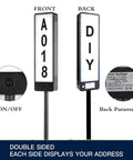 Dual Sided Solar Address Plaque With LED Lights, Outdoor Weatherproof Address Sign with numbers and letters, front and back view