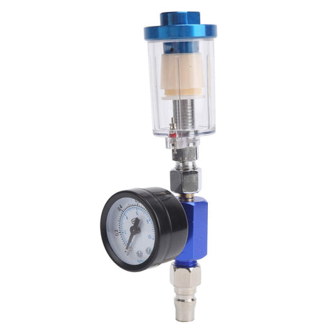 Mini Air Filter Water Separator With Pressure Gauge And Manual Drain One Quarter Inch Line Regulator For Spray Pneumatic Gun