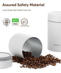 Automatic Vacuum Coffee Canister Keeps Your Daily Brew Stash Hella Fresh For Months With Simple One Touch Press And Rust Resistant Stainless Steel Build with food grade stainless steel inner pot and spilled coffee beans.