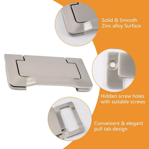 4 Pack Nickel Pocket Door Handles Flush Ring Pulls Hidden Furniture Handles With Screws Concealed Zinc Alloy Knobs for cabinets