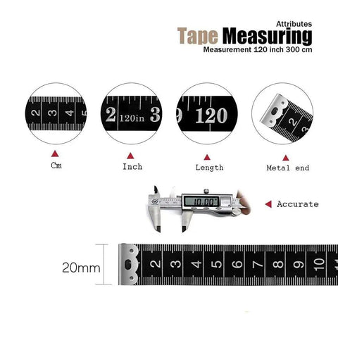 Go To Ultra Long 120 Inch Soft Fabric Measuring Tape Two Pack Black For Sewing And Tailoring Dual Scale 120 Inch And 300 Cm Easy Read Marks Flexible Cloth Ruler For Crafting Weight Loss Medical Nursing black soft fabric measuring tape with 120 in and 300 cm dual scale, metal end