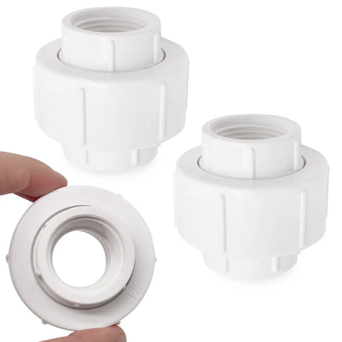 3/4 Inch PVC Pipe Union Fittings Set With Female Thread Couplings, 4 Piece Built Tough Heavy Duty Connectors With EPDM O Ring Seal