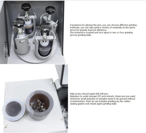 220V Four Liter Powerhouse Ceramic Ball Mill Machine With Four 100ml Grinding Jars And Balls for fine powder grinding