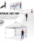 10x10 Pop Up Canopy Tent With One Button Easy Setup Center Lock No Fuss Instant Sun Shelter For Beach And Camp Portable Shade