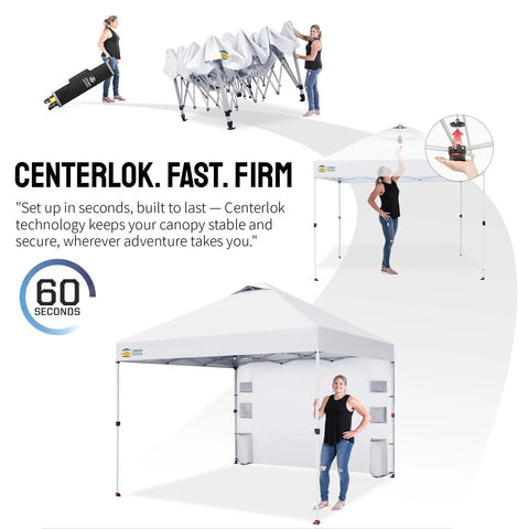 10x10 Pop Up Canopy Tent With One Button Easy Setup Center Lock No Fuss Instant Sun Shelter For Beach And Camp Portable Shade
