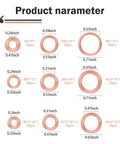 Diagram showing sizes of 200 Piece Copper Crush Washers Set for Cars and Motorcycles, 9 Metric Sizes