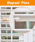 Repair pins for plantation shutters highlighted on slats, showcasing white steel pins from No Hassle Fixin Up Kit For Plantation Shutters Featuring Steel Spring Pins Louver Staples And Collar Pins Smooth Sailing Window Blind Replacement Hardware In Assorted Sizes For Quick Home Interior Repair.