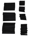 Ultimate 127 PCS Black Heat Shrink Tubing Kit With Durable PE Material And 2 To 1 Shrink Ratio, assorted sizes stacked
