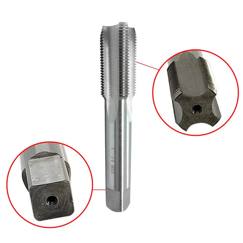 Close-up of 1 Inch 14 UNF Right Hand Straight Flute Tap Machine Tap Pro Grade High Speed Steel HSS For Metalworking 14 TPI 2B Tolerance