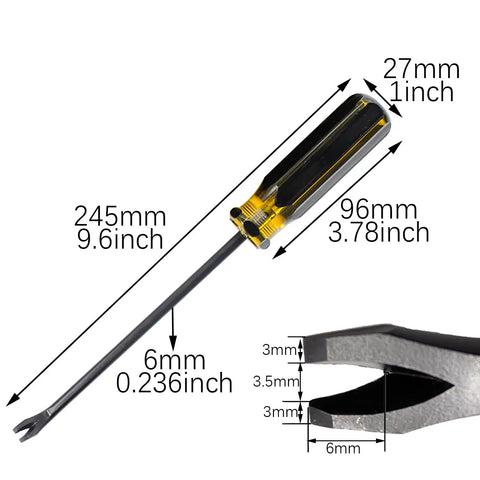 V Shaped Nail Puller Screwdriver 245mm Heavy Duty Crowbar Pry Bar Nail Picker Chrome Vanadium Cr V Alloy Steel close-up with dimensions