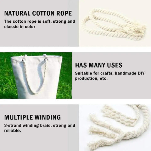 One Half Inch Natural Twisted Cotton Rope Thick And Soft Dope For Macrame Decor Crafts Camping Wedding Ropes And DIY Projects Great For Sports And Home Use With Natural Fragrance Lightweight Yet Strong shown with uses and texture details