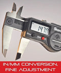 Digital caliper displaying 147.0 on LCD, Pro Grade Digital Slide Caliper 0 To 8 Inch With 0.0005 Inch Resolution LCD Screen Fine Adjustment Thumb