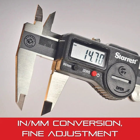 Digital caliper displaying 147.0 on LCD, Pro Grade Digital Slide Caliper 0 To 8 Inch With 0.0005 Inch Resolution LCD Screen Fine Adjustment Thumb