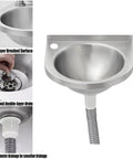 Wall Mounted Stainless Steel Hand Wash Basin For Kitchen Bar Garage Laundry Workshop RV And Boats Space Saving Utility Sink With Easy Clean Design Compact 30x28x10 Cm, featuring multi-layer surface and drainage details.