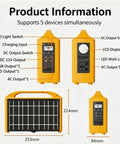 Hella Solid 200W Portable Solar Power Station With Built In Foldable Panel 12V 20Ah Lead Acid Battery showing input/output ports and LCD display.