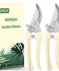2 Pack Garden Pruning Shears With Sharp Bypass Blades, Stainless Steel Hand Pruners, Comfortable Grips, in packaging