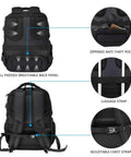 Back view details of Travel Laptop Backpack 17.3 Inch TSA Friendly Daypack showing anti-theft pocket, luggage strap, and chest strap.