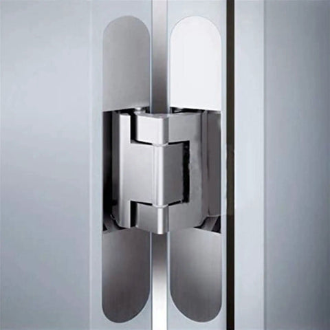 Close-up of Hidden 6 Inch White Door Hinges Set Of Two With 180 Degree Swing And 3 Way Adjustable Butt Hinge Design