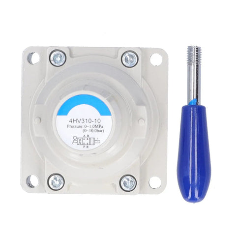 Industrial Pneumatic Rotary Lever Air Hand Valve With Compact 3 Position 4 Way Flow Control model 4HV310, front view