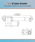 Technical diagram of Heavy-Duty Electric Linear Actuator 12V 24V 48V Waterproof IP66 50mm To 1500mm Stroke Telescoping Push Rod