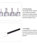 Four hot air nozzles for Powerful 1000W Touch Screen Rework Station With Rapid Heating 212F To 932F Range 500C Maximum, one IC popper.