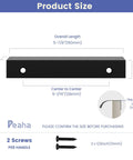 Size guide for Black 25 Pack 5 Inch Hole Center Cabinet Handles and 6 Inch Edge Pulls, includes dimensions and screws.