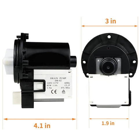Washer Drain Pump Water Motor Assembly Replacement Part For Samsung Maytag Kenmore Exact Fit dimensions with top view