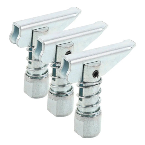 Solid 3 Piece Fork Positioner Limit Pins With Large Base And Reinforced Structure For 3 Ton Forklift showing spring loaded plunger locks.