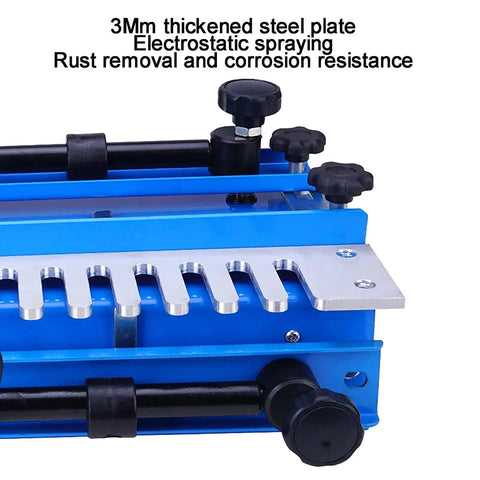 Close-up view of Heavy Duty Twelve Inch Dovetail Jig and Mortising Template displaying 3mm thick steel plate features.