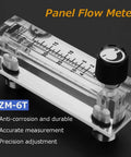 Panel Mount Gas Flowmeter LZM-6T With Adjustable Valve, 2-20 LPM And 4-40 SCFH, clear acrylic body, G1/4" thread