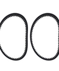 Two Pack HTD201 3M Rubber Planer Drive Belt Featuring 67 Teeth Closed Loop Design Compatible With SKIL 1500 Series Electric Planers, showing two rubber belts.