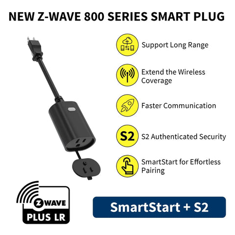 Z Wave 800 Series Outdoor Smart Plug With On Off Switch IP65 Weatherproof Rugged Repeater Long Range LR Hub Required