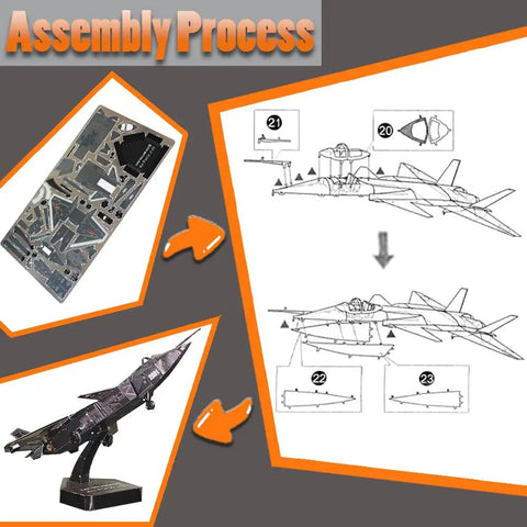 Metal Fighter Jet Puzzle For Adults And Military Enthusiasts, Dope DIY Attack Plane Model Kit assembly instructions