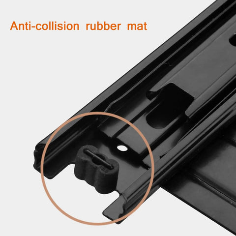 Badass Heavy Duty Keyboard Tray Guides With Ball Bearing Slides Three Fold Extensions Built To Last Thick Steel Rust Resistant Black Finish Smooth Desk Glides 10 Or 12 Inch Lengths 35 Or 60mm Lugs Easy Assembly For Pros Seeking Top Gear anti-collision rubber mat close-up