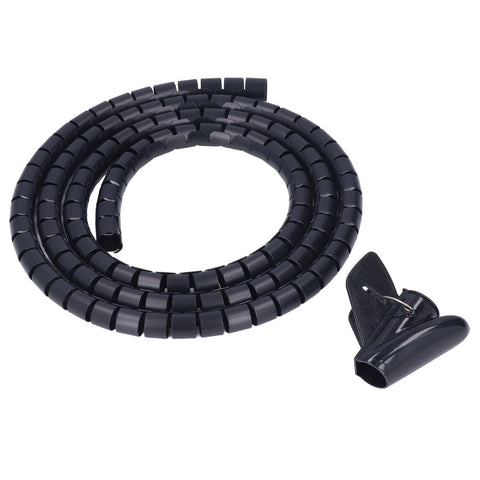 Spiral Cable Wrap For Home Office And Entertainment Centers With Clamp, Heavy Duty Wire Sleeves And Winding Tube, 2m length shown